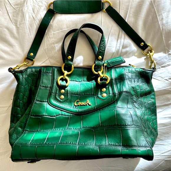 Kate Spade Lime Green Crocodile Embossed Leather Satchel Rare Great  Condition